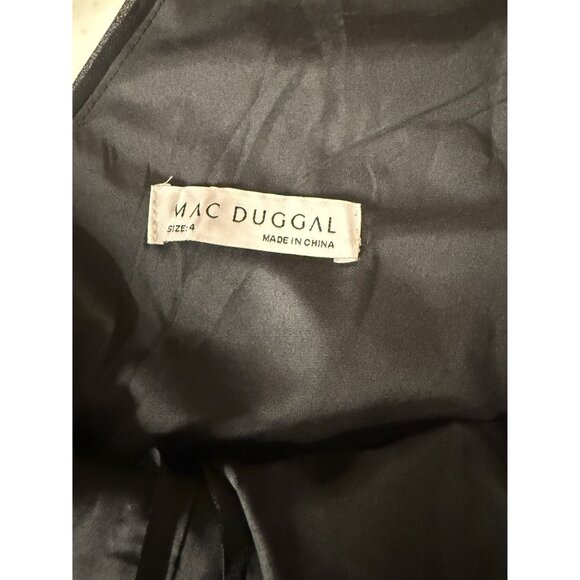 Mac Duggal Black Asymmetrical Ruffled V-Neck Chiffon Dress Size 4 NEW $348 [jb] - Picture 9 of 10